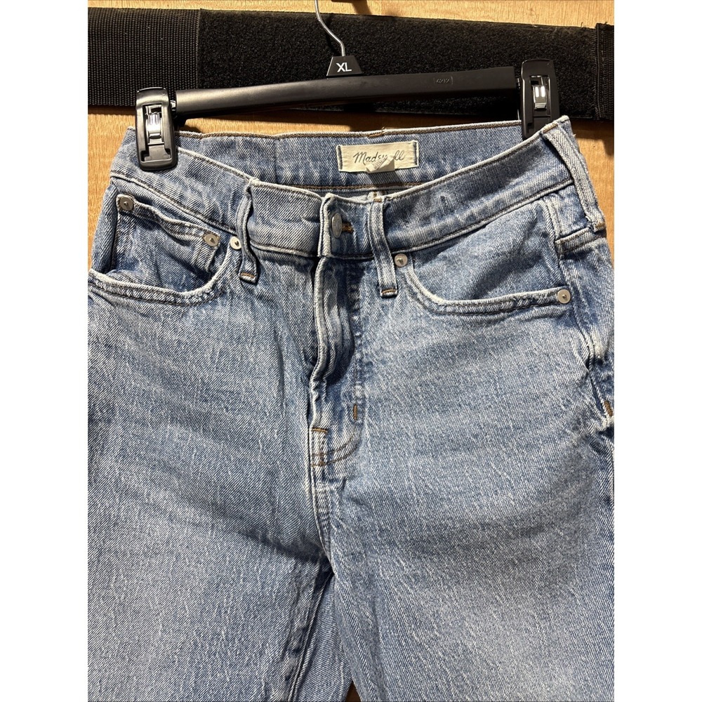Madewell Perfect Vintage Denim Jean High Rise Straight Leg Women's 25 Raw Hem